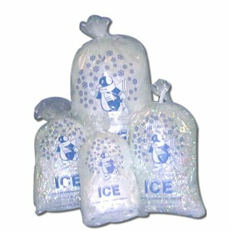 INTEPLAST IBS IBS 10#  in.Penguin in. Ice Bag 12x20 1.35mil CLEAR Drawstring, 500PK IC1220-DS